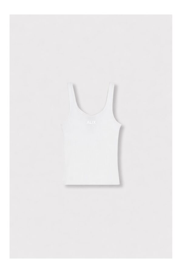 Alix The Label witte rib tanktop met logo op de borst