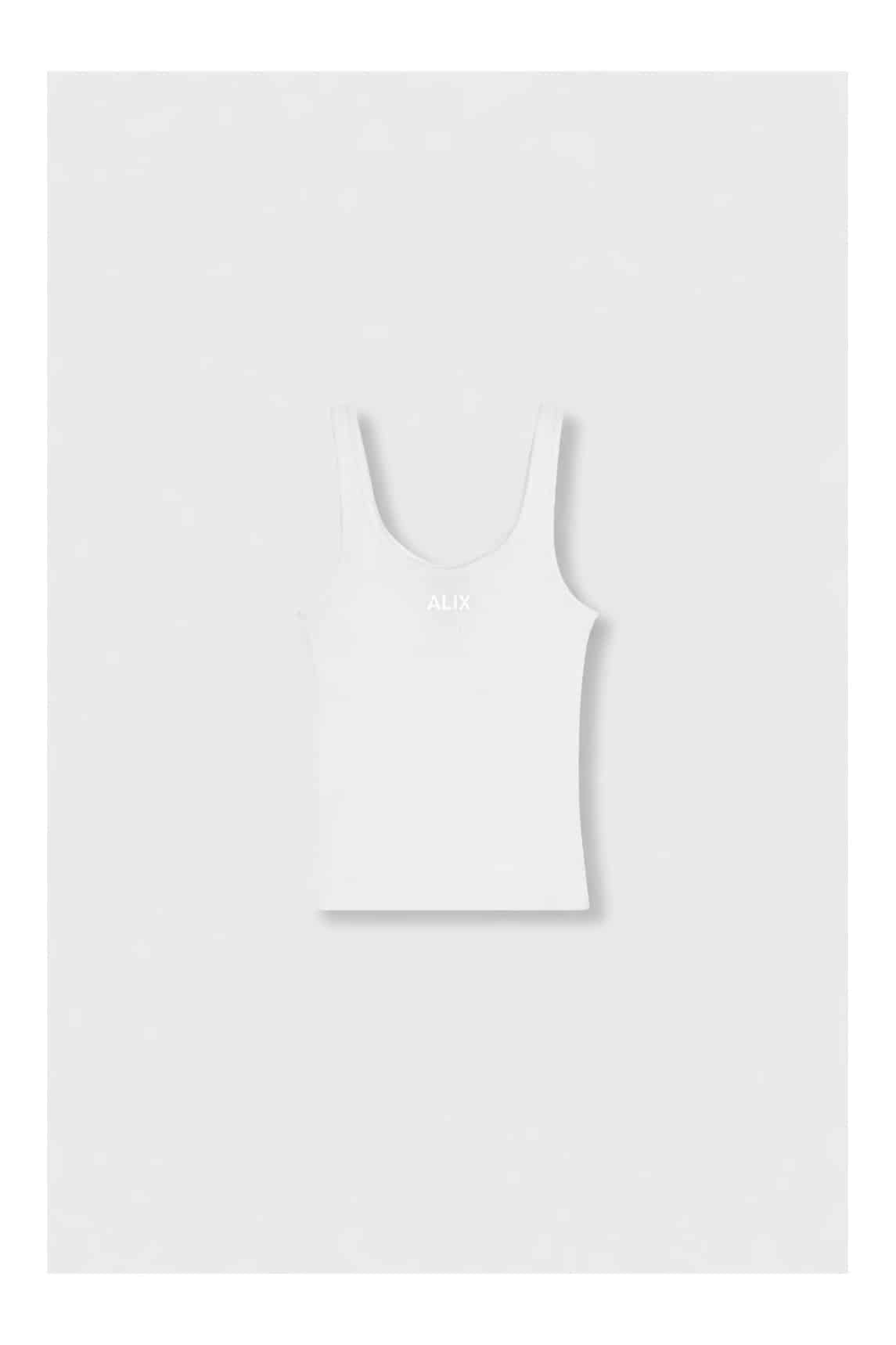Alix The Label witte rib tanktop met logo op de borst
