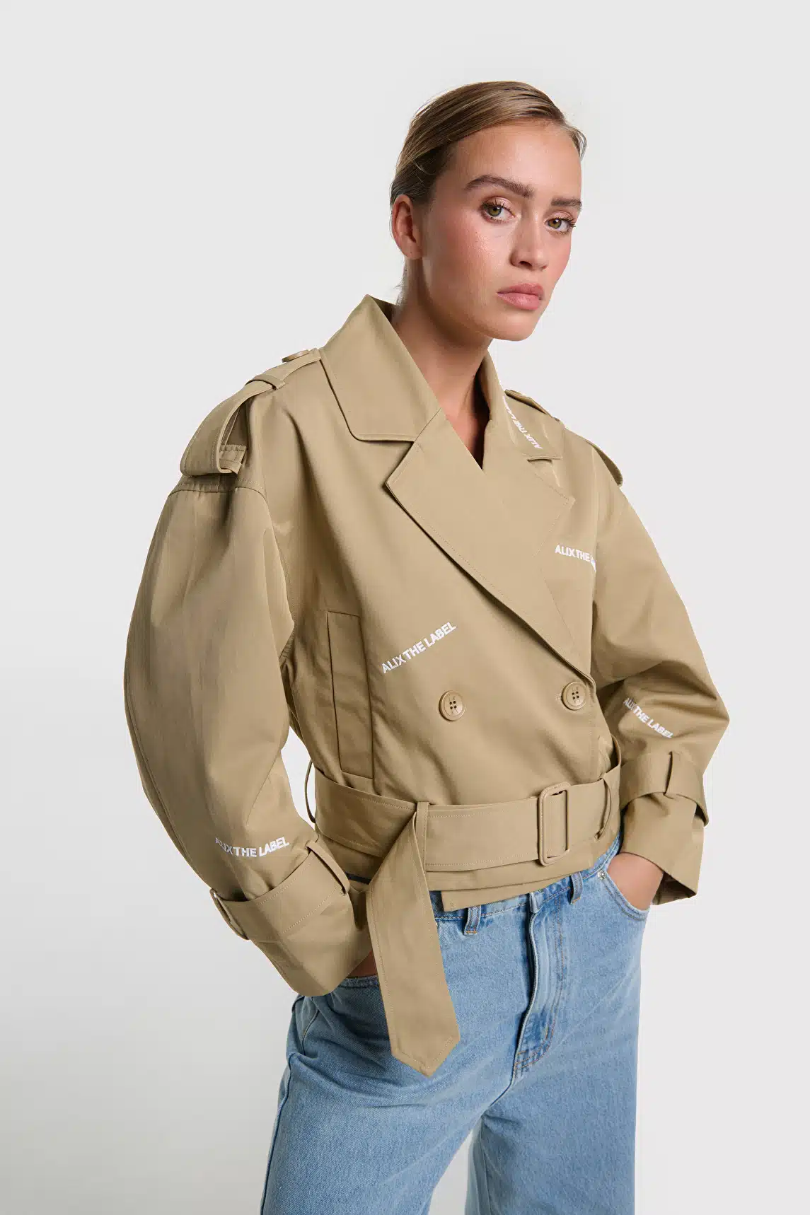 Woven Alix trench coat camel