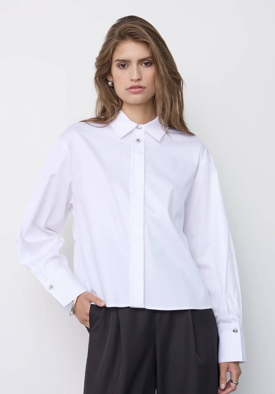DaliaCC Sleeve Pleat Shirt White